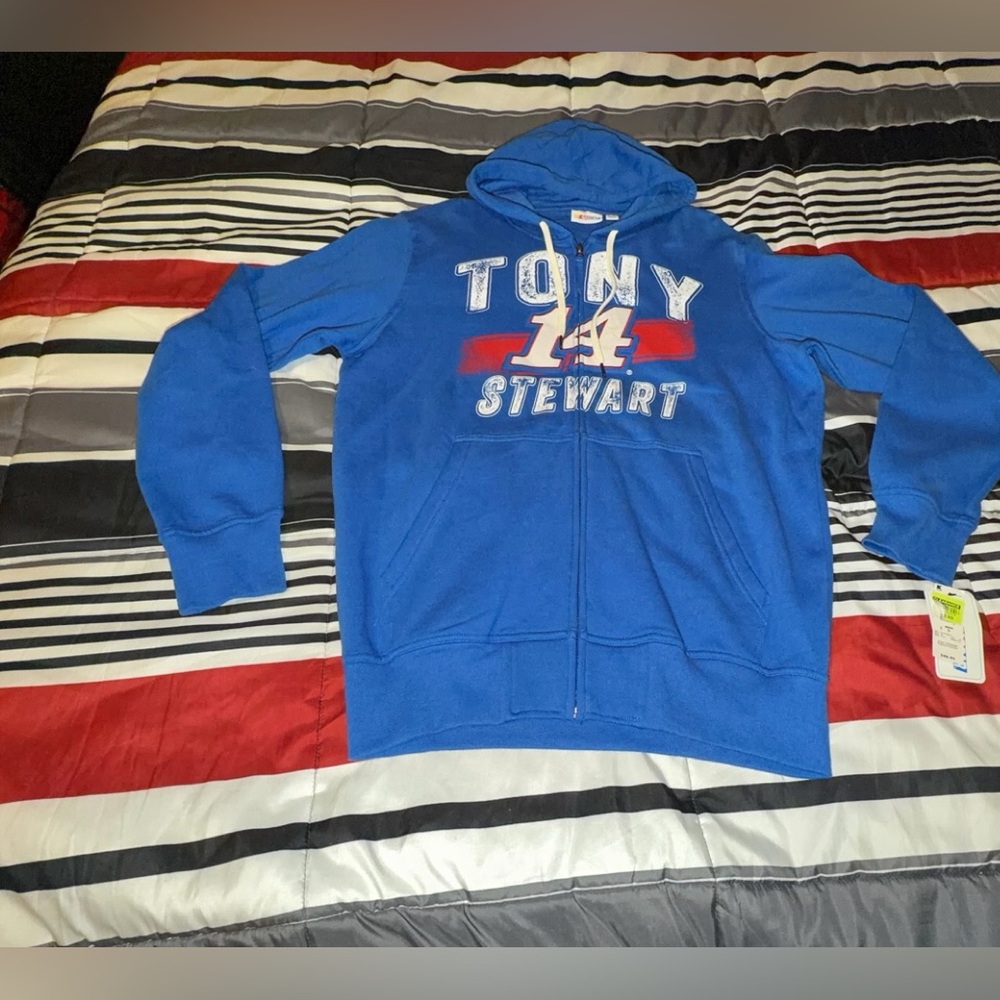 Nascar Tony Stewart Blue Zip-Up Hoodie